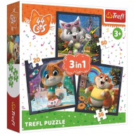 44 verrückte Katzen 3-in-1 Puzzle - Trefl