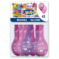 8er-Set Partyballons mit rosa Tiara