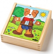 Anziehbarer Hund Holzpuzzle 18-teilig - Woodyland