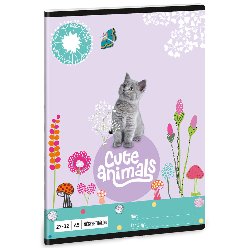 Ars Una: Cute Animals - Kätzchen kariertes Heft A/5