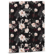 Ars Una: Flowery Black Blumenmuster Gummibandmappe A/4