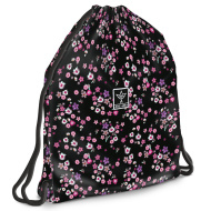 Ars Una: Pearl Blossom Black blumiger Turnbeutel, Sportbeutel 37,5x46cm