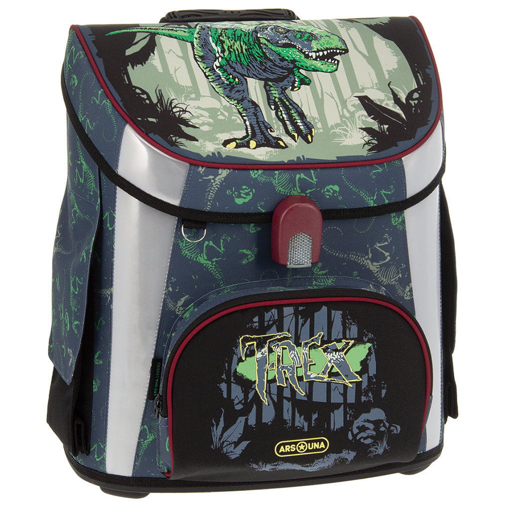 Ars Una: T-Rex kompakter ergonomischer Schulranzen mit Magnetverschluss, Rucksack 33x41x24cm