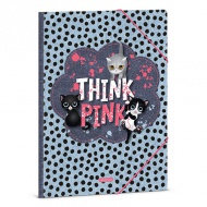 Ars Una: Think Pink Katzenmuster Gummibandmappe A/4