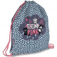 Ars Una: Think Pink gepunkteter Turnbeutel mit Katze, Sportbeutel 32x42cm