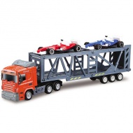 Autotransporter-LKW mit zwei Rennwagen Spielzeugauto 1/64 - Mondo Motors