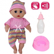 Baby mit Mütze, Zubehör und Sound 30cm