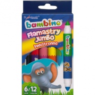 Bambino: Jumbo farbige doppelseitige Filzstift-Set 12 Farben 6 Stück