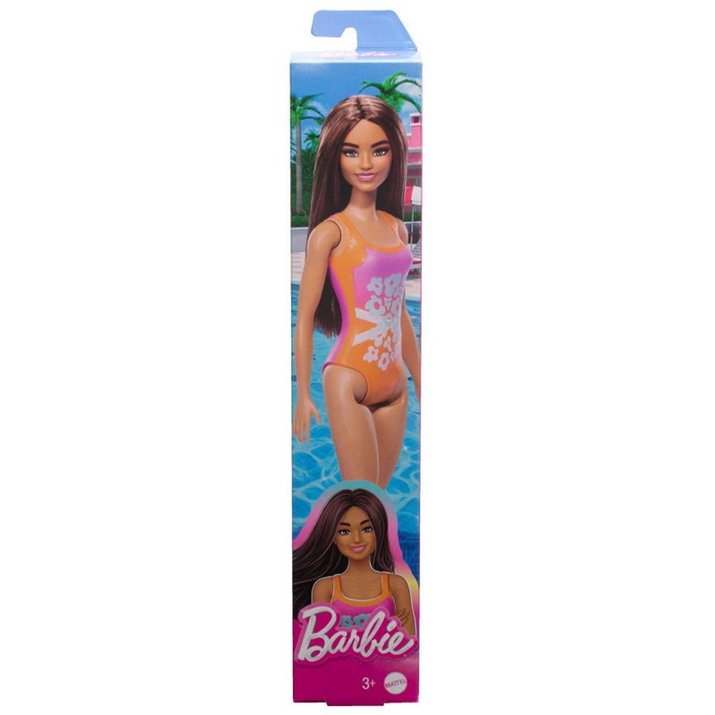 Barbie Beach Puppe in einem bunten, geblümten Badeanzug - Mattel