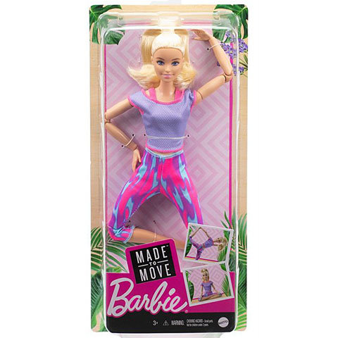 Barbie: Bewegliche Yoga-Puppe mit blonden Haaren in lila Kleidung - Mattel