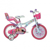 Barbie rosa-weiße Kinderfahrrad in Größe 14 - Dino Bikes Fahrrad