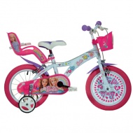 Barbie rosa-weiße Kinderfahrrad in Größe 16 - Dino Bikes Fahrrad