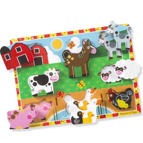 Bauernhoftiere dickes Holzformpuzzle mit 8 Teilen - Melissa &amp; Doug