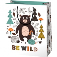 Be Wild Bärenmuster normale Größe Geschenktasche 11x6x14cm