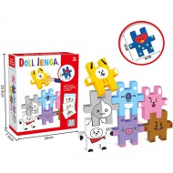 Buntes Jenga 24-teiliges Tierpuzzle mit 6 cm großen Elementen