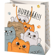 Cardex: "Hurraaa!!!" große Geschenktasche mit Katzenmotiv 26x13x33cm