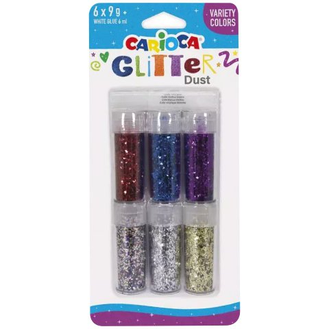 Carioca: Glitter Dust 6er-Set Glitzerpulver im Tiegel - Farbvariationen