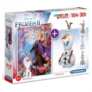 Clementoni: Disney Die Eiskönigin 2-in-1 104-teiliges Puzzle und Olaf Modell