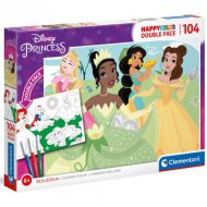 Disney Prinzessinnen Double 2-in-1 104-teiliges beidseitig färbbares Puzzle - Clementoni