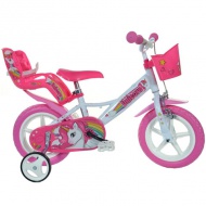 Einhorn rosa-weiß Kinderfahrrad in Größe 12 - Dino Bikes Fahrrad