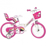 Einhorn rosa-weißes Kinderfahrrad in Größe 14 - Dino Bikes Fahrrad