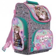 Ergonomischer Schulranzen mit Hologramm und Einhornkatze, Rucksack 35,5x27,5x16cm