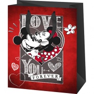 Exklusive Geschenktasche mit Mickey- und Minnie-Maus-Muster in der Größe 18x10x23cm