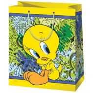 Exklusive Geschenktasche mittlerer Größe mit Tweety-Muster 18x22,7x10cm