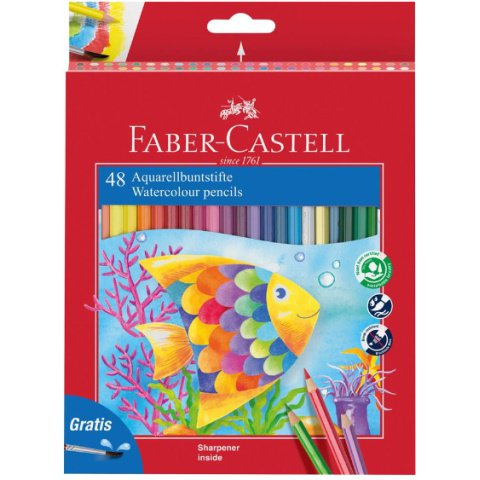 Faber-Castell: 48er Aquarell-Buntstift-Set mit Pinsel