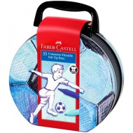 Faber Castell: Connector-Filzstift-Set Fußball, 33 Stück in Metalldose