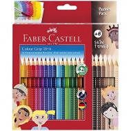 Faber-Castell: GRIP Buntstift-Set 24er Packung mit 6 Hautfarbstiften