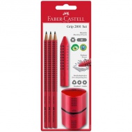 Faber-Castell: Grip rotes Schreibwarenset mit Spitzer