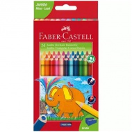 Faber-Castell: Jumbo 24er-Set dreieckige Buntstifte mit Anspitzer