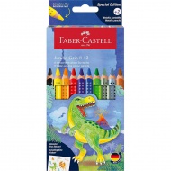 Faber-Castell: Jumbo GRIP Dinosaurier Buntstift-Set 8+2 Stück Packung