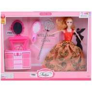 Fashion Girl: Modepuppe-Set mit Schminktisch und Kamm, 30 cm