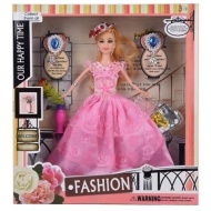 Fashion-Puppe mit Hut, rosa Ballkleid und Accessoires, 29 cm