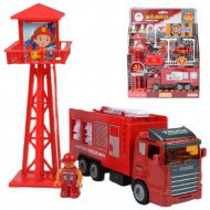 Feuerwehr: Feuerwachen-Set mit Wachturm, Auto und Zubehör.