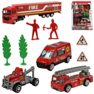 Feuerwehrwagen: Feuerwehrfahrzeug-Spielset mit Zubehör