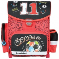 Football schwarz-rot ergonomischer Schulranzen, Rucksack 36x27x14cm - Bambino