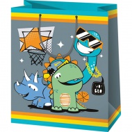 Geschenktasche mit Basketball-Dino-Muster, mittelgroß, 18x10x23cm