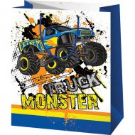 Geschenktasche mit Monster-Truck-Muster, mittelgroß, 18x10x23cm