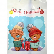 Geschenktasche mit Weihnachtsbären und der Aufschrift "Merry Christmas" 32,5x45,5x10cm