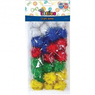 Glitzernde bunte Pompon-Set 15mm 30 Stück