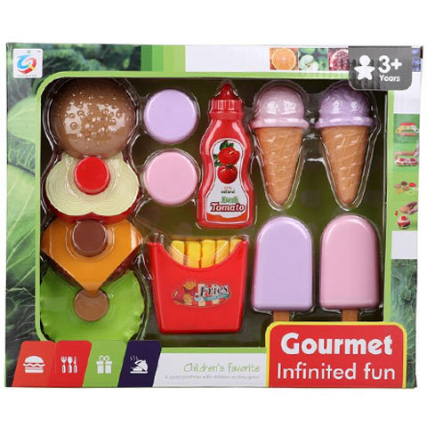 Gourmet-Hamburger-Lebensmittelspielset mit Eiscreme