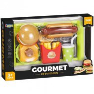 Gourmet-Schnellrestaurant-Menü mit Tablett