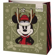 Green Grass Mickey Maus Weihnachtsmittelgroße Premium-Geschenktasche 18x10x23cm