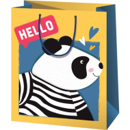 Große Geschenktasche mit Hello Panda-Muster 33x26,7x13,7cm