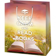 Große Geschenktasche mit der Aufschrift "Keep Calm and Read Books" 27x14x33cm