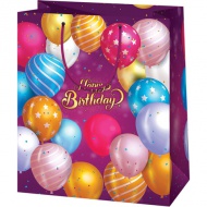 Happy Birthday lila Luftballon mittlere Geschenktasche 18x10x23cm