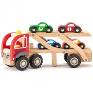 Holz-Autotransporter mit kleinen Autos Spielset - Woodyland